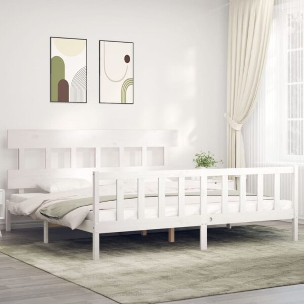 Bedframe zonder matras massief grenenhout wit 200x200 cm