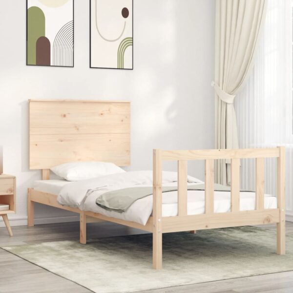 Bedframe met hoofdbord massief hout