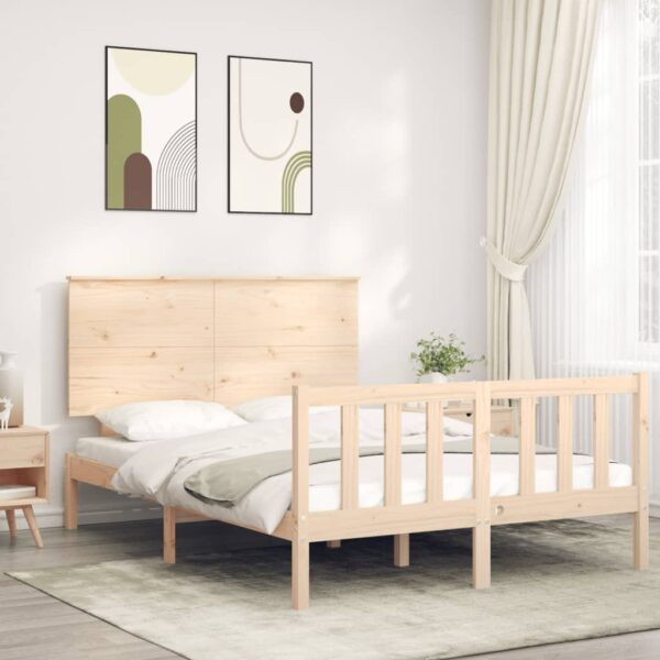 Bedframe met hoofdbord massief hout