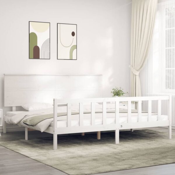 Bedframe zonder matras massief grenenhout wit 200x200 cm