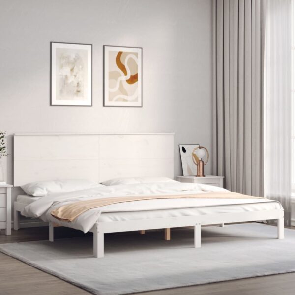Bedframe zonder matras massief grenenhout wit 200x200 cm