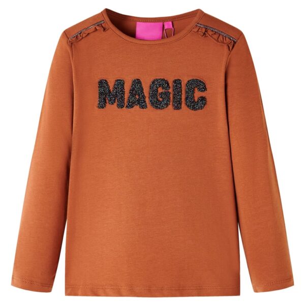 Kindershirt met lange mouwen 140 cognackleurig