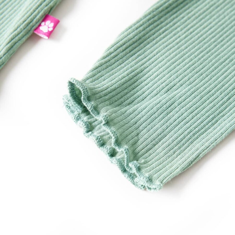 Kindershirt met lange mouwen lage col 92 donkermintkleurig - Afbeelding 5