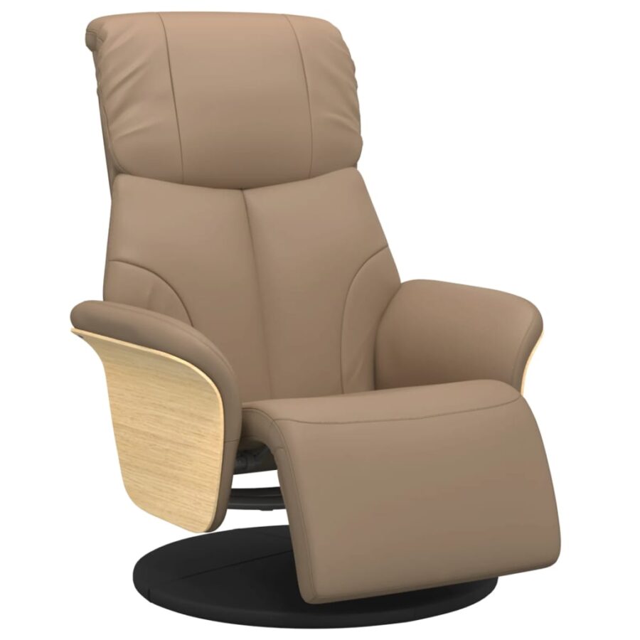 Fauteuil verstelbaar met voetensteun kunstleer cappuccinokleur - Afbeelding 2
