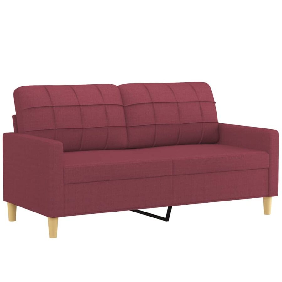 3-delige Loungeset met kussens stof wijnrood - Afbeelding 3