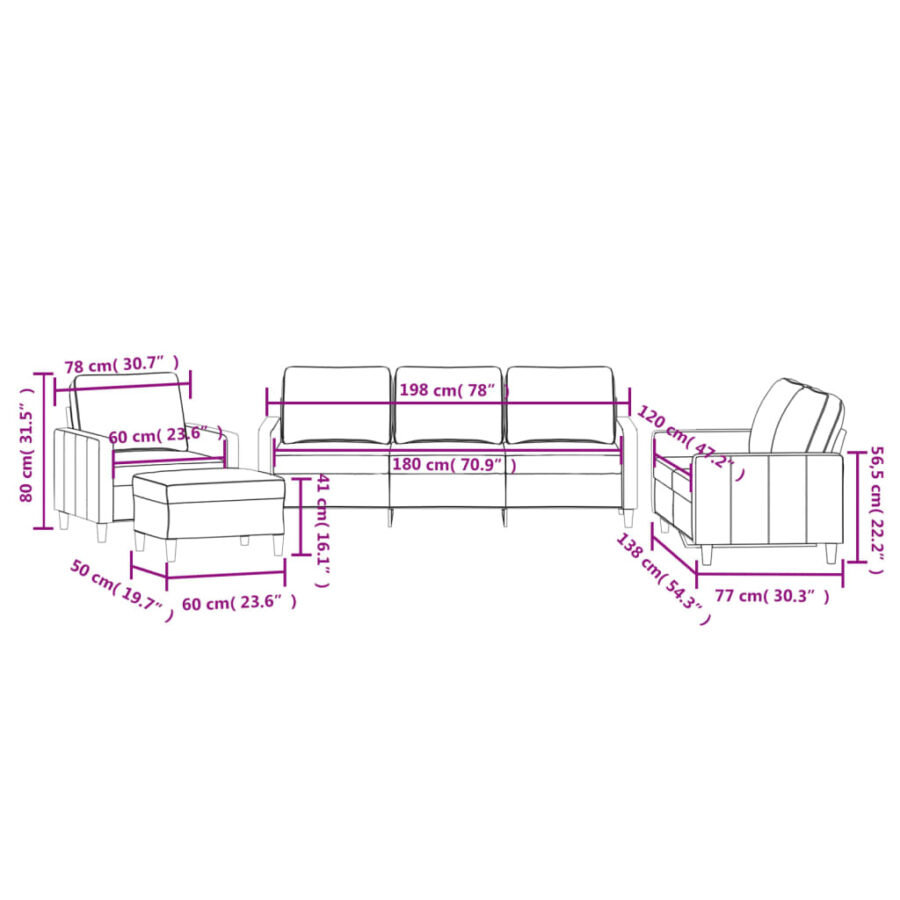 4-delige Loungeset met kussens fluweel roze - Afbeelding 8