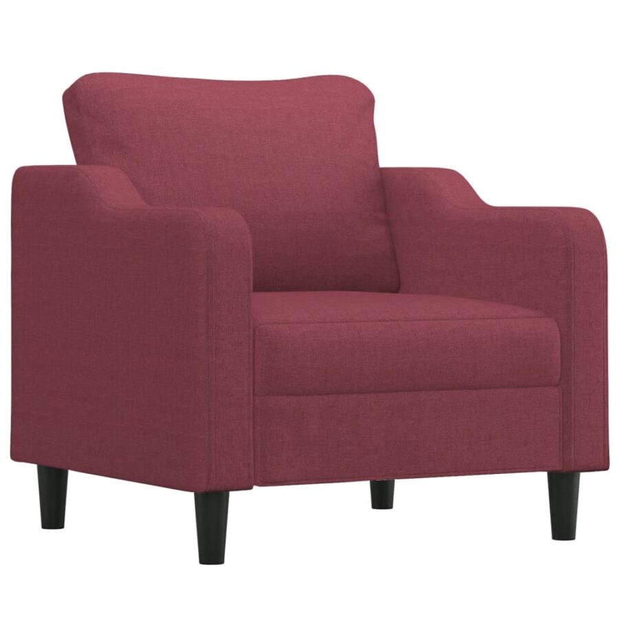 3-delige Loungeset met kussens stof wijnrood - Afbeelding 3