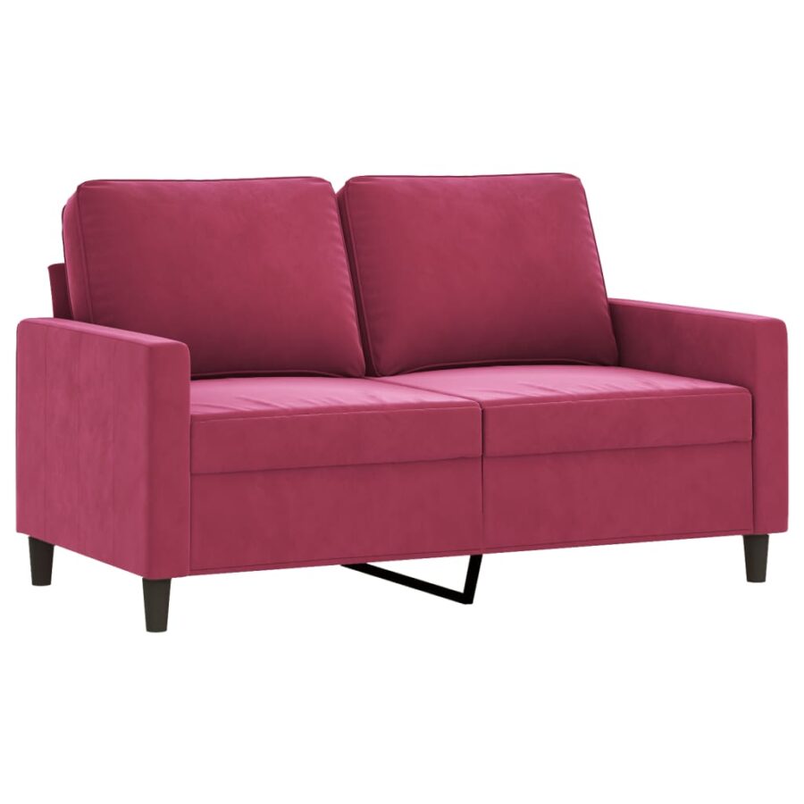 4-delige Loungeset met kussens fluweel wijnrood - Afbeelding 4