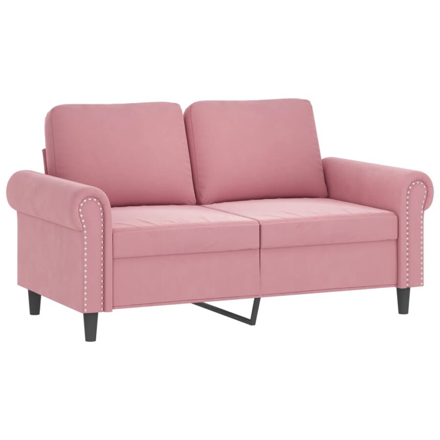 4-delige Loungeset met kussens fluweel roze - Afbeelding 4