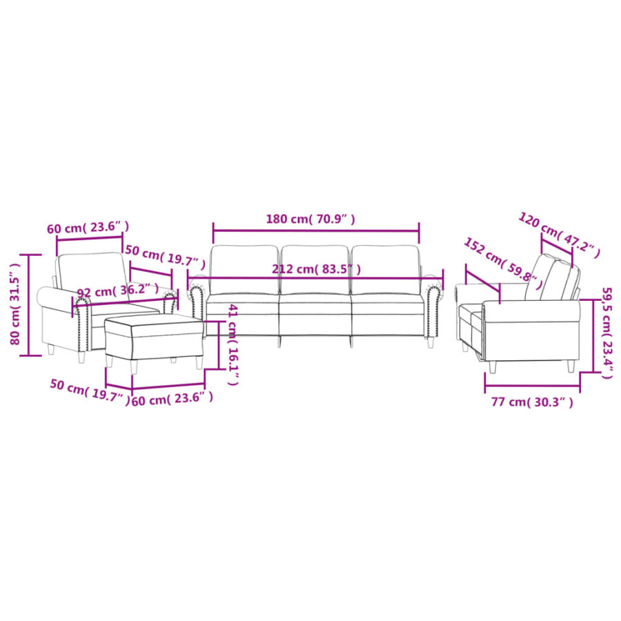 4-delige Loungeset met kussens fluweel roze - Afbeelding 10