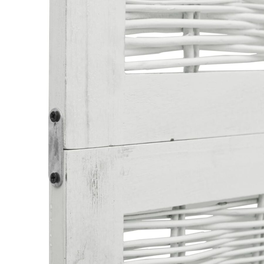 Kamerscherm met 5 panelen massief paulowniahout wit - Afbeelding 6
