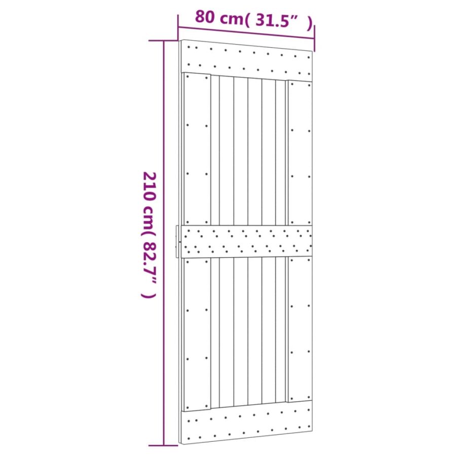 Schuifdeur met beslag 80x210 cm massief grenenhout - Afbeelding 11