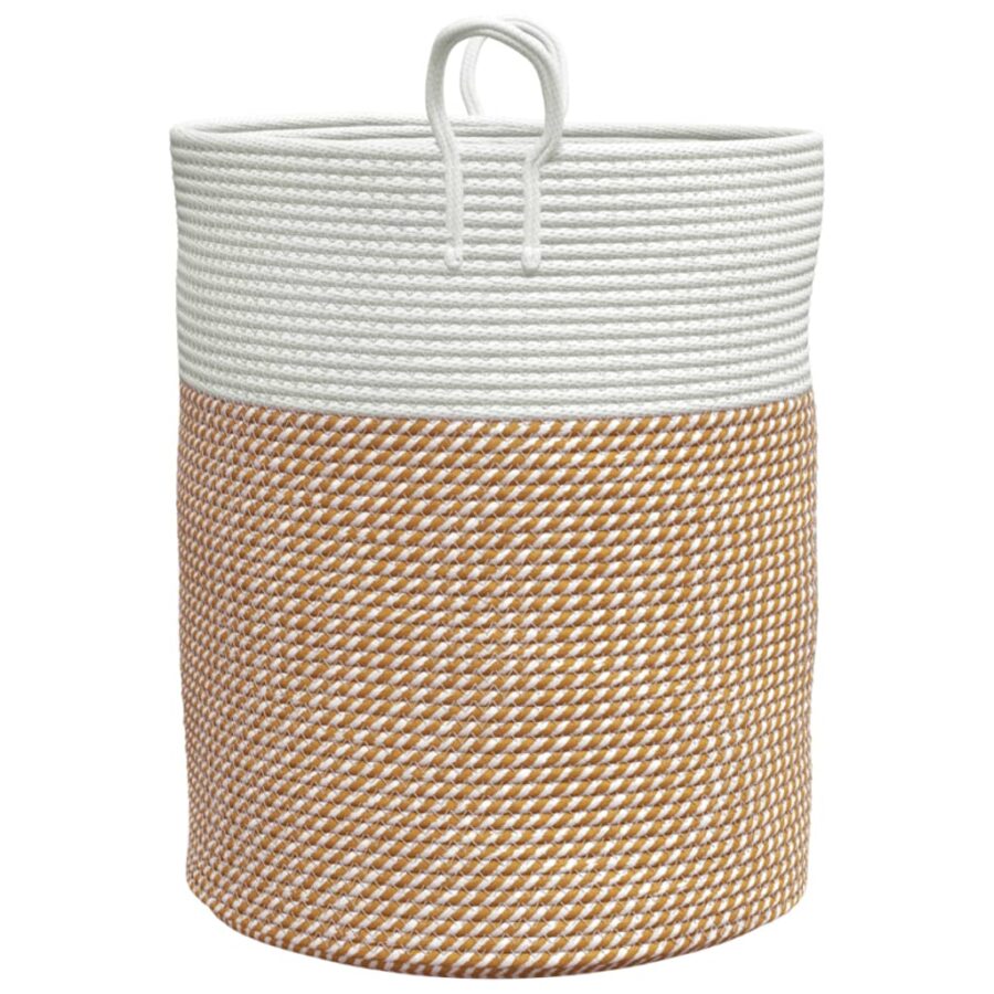 Opbergmand Ø 38x46 cm katoen bruin en wit - Afbeelding 5
