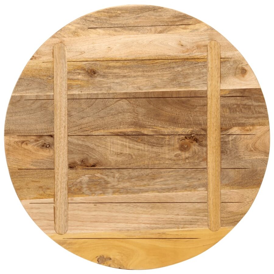 Tafelblad rond Ø 90x2,5 cm massief ruw mangohout - Afbeelding 5