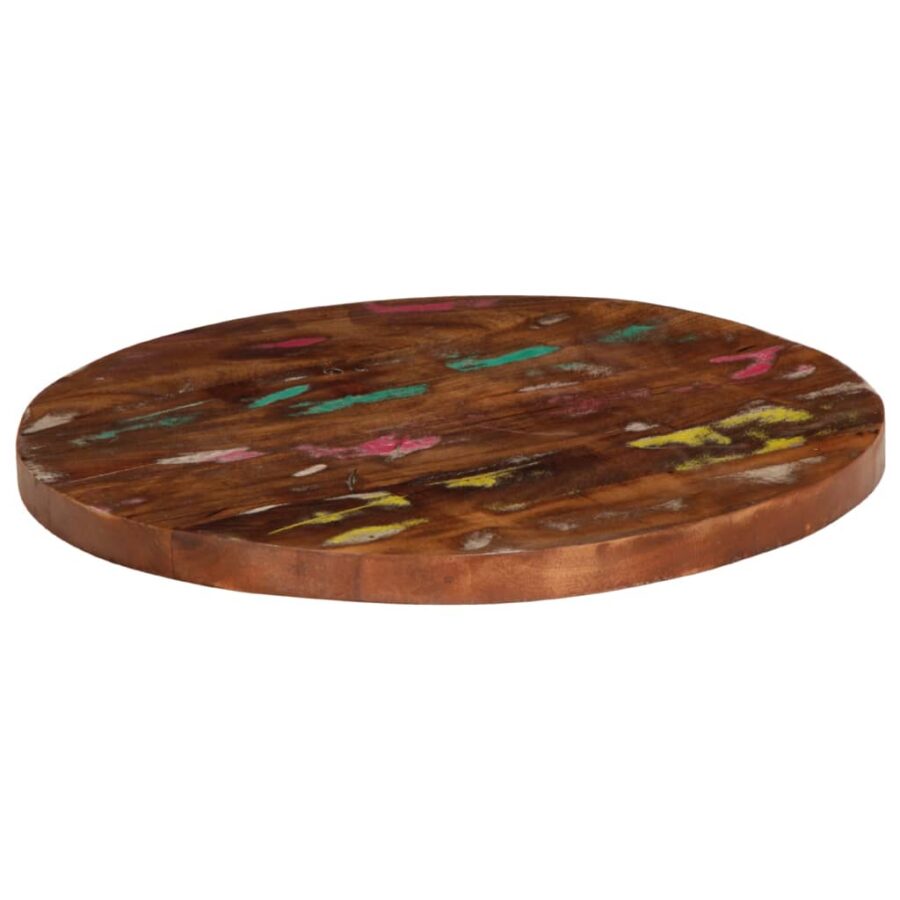 Tafelblad rond Ø 90x3,8 cm massief gerecycled hout - Afbeelding 2