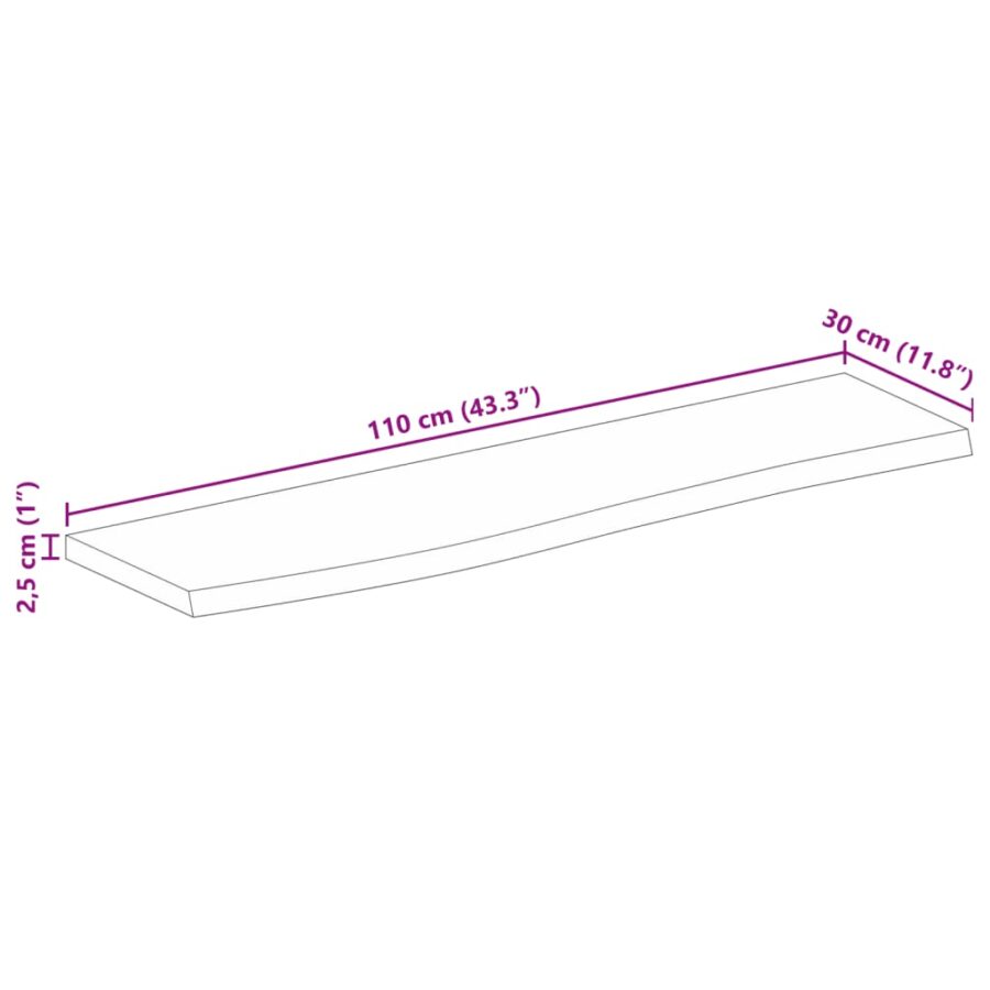 Tafelblad met natuurlijke rand 110x30x2,5 cm massief mangohout - Afbeelding 9