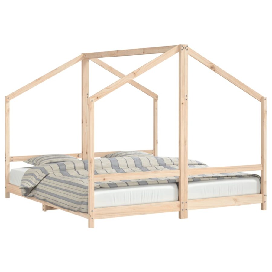 Kinderbedframe 2x(90x200) cm massief grenenhout - Afbeelding 2
