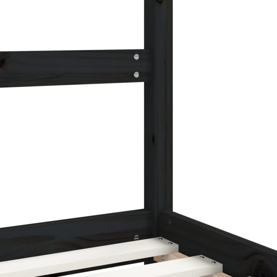 Kinderbedframe 2x(90x200) cm massief grenenhout zwart - Afbeelding 8