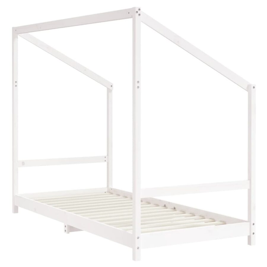 Kinderbedframe 2x(90x190) cm massief grenenhout wit - Afbeelding 7