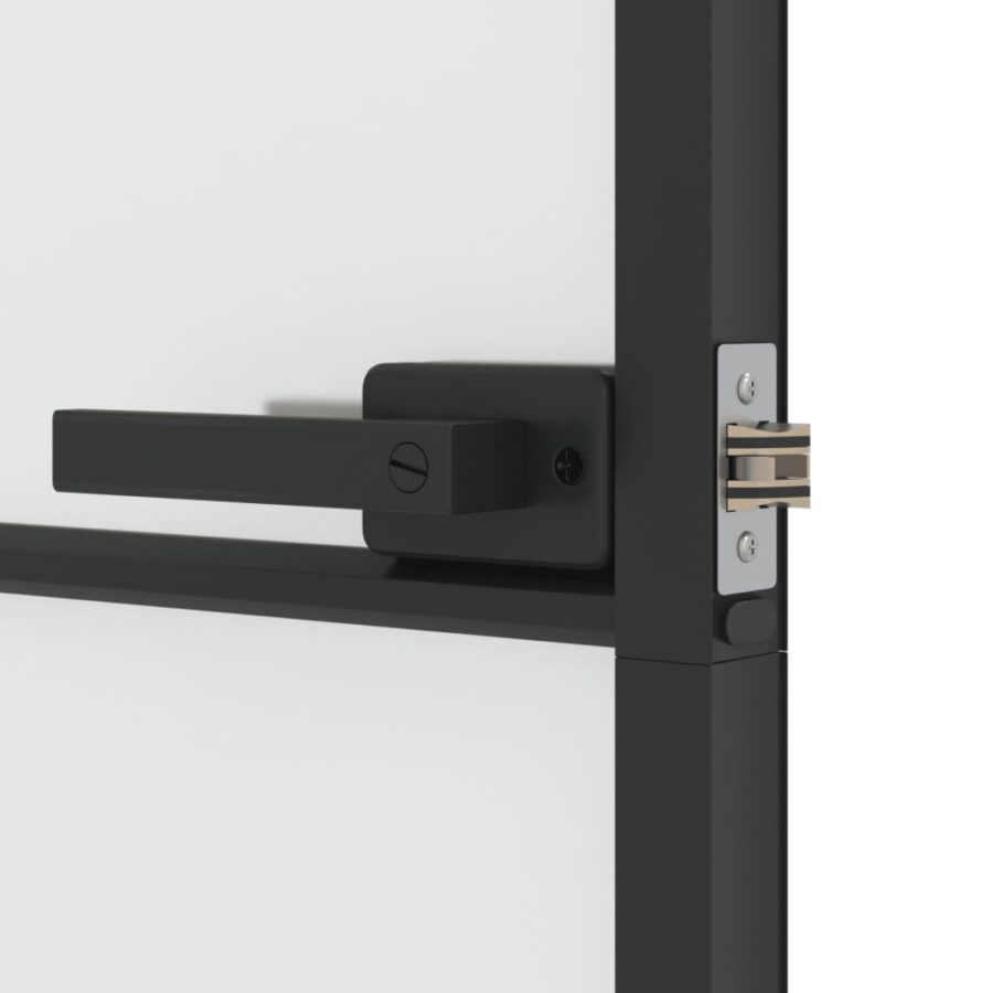 Binnendeur smal 76x201,5 cm gehard glas en aluminium zwart - Afbeelding 7
