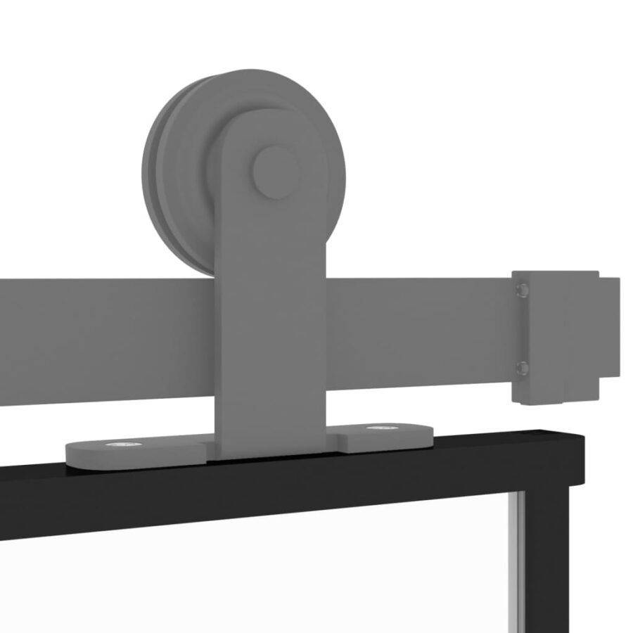 Schuifdeur 90x205 cm gehard glas en aluminium zwart - Afbeelding 7