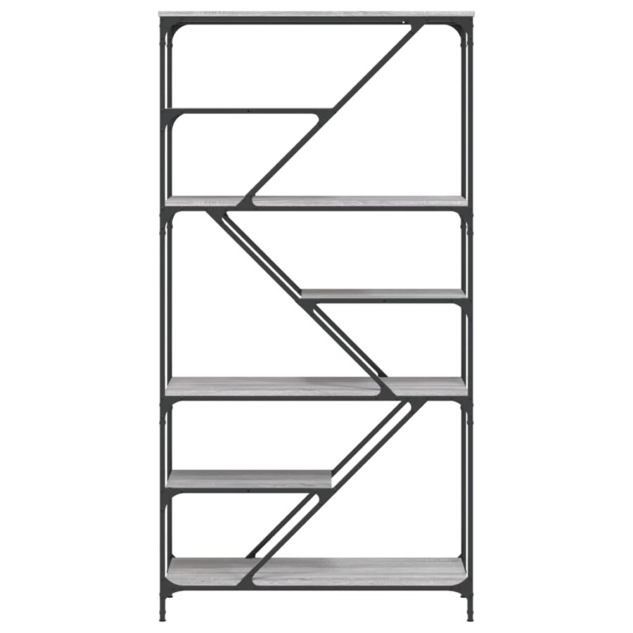 Boekenrek 91x36x176 cm bewerkt hout en staal grijs sonoma - Afbeelding 4