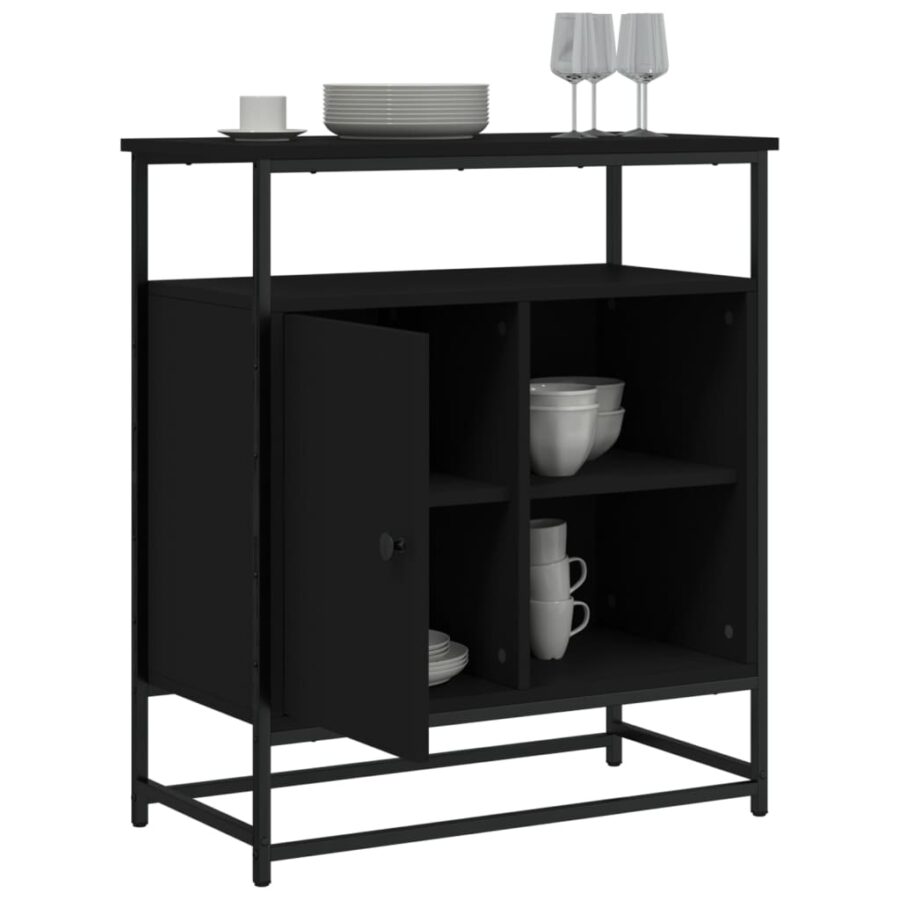 Dressoir 69x35x80 cm bewerkt hout zwart - Afbeelding 4