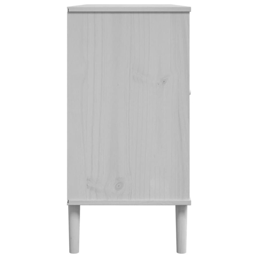 Dressoir SENJA rattan-look 112x40x80 cm massief grenenhout wit - Afbeelding 7