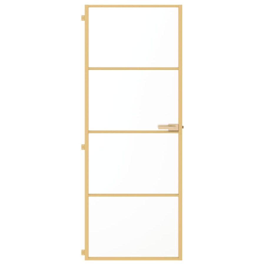 Binnendeur smal 76x201,5 cm gehard glas en aluminium goudkleur - Afbeelding 3