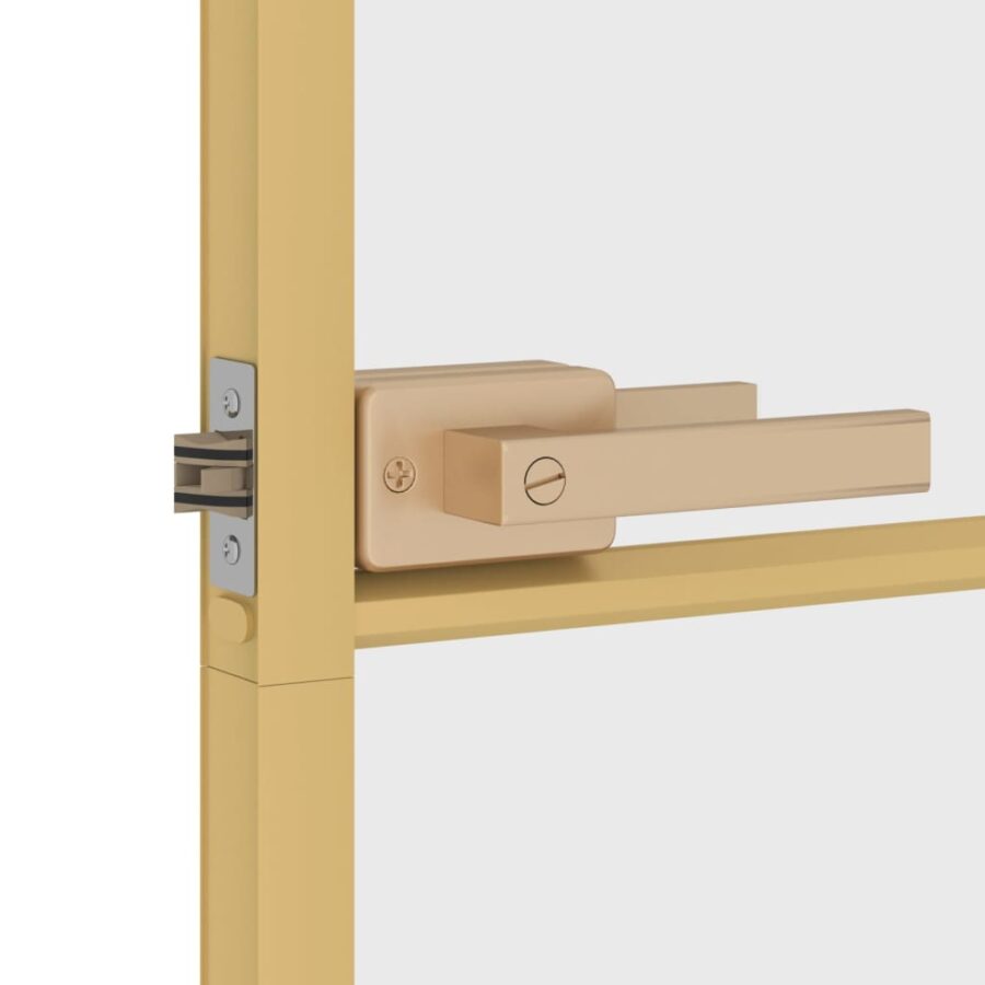Binnendeur smal 83x201,5 cm gehard glas en aluminium goudkleur - Afbeelding 6
