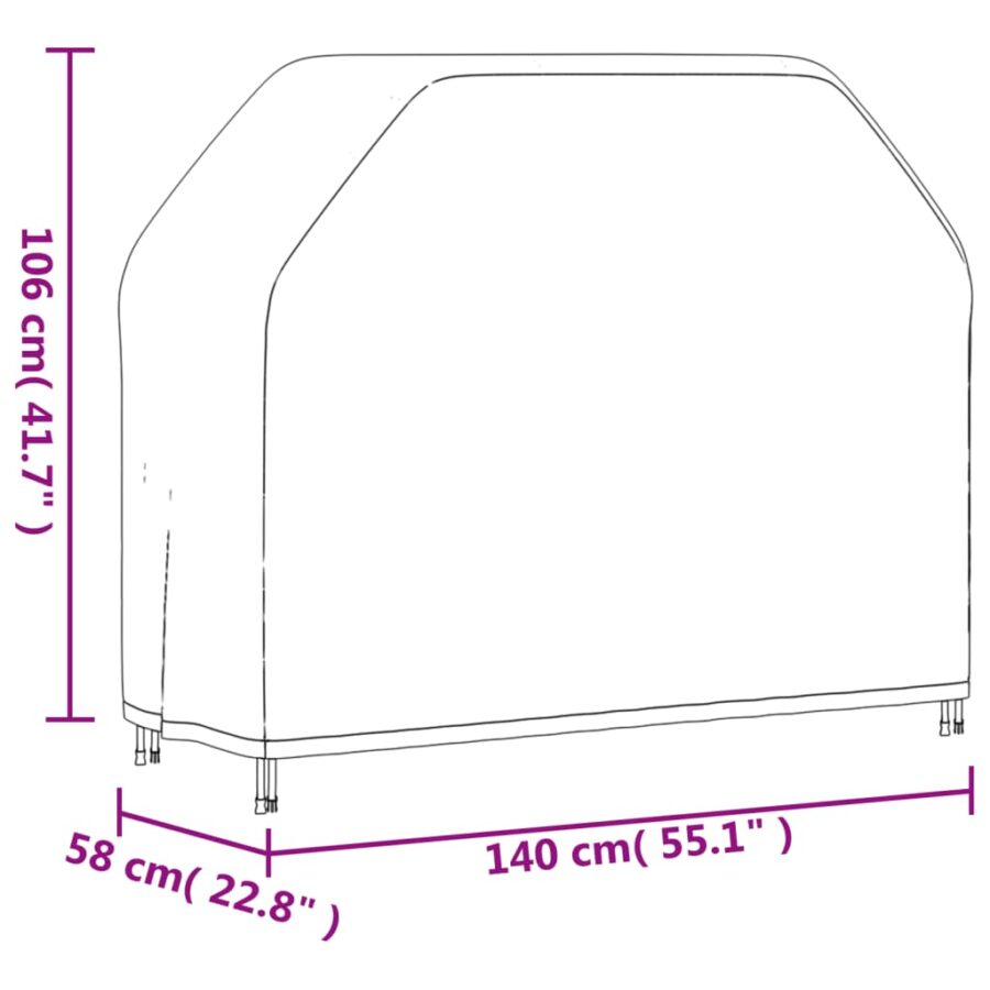 Barbecuehoes 140x58x106 cm 420D oxford zwart - Afbeelding 12