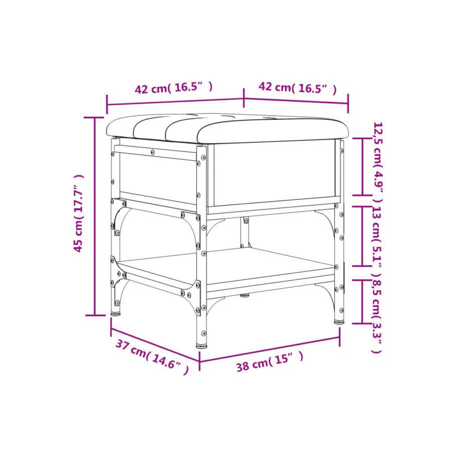 Schoenenbank 42x42x45 cm bewerkt hout sonoma eikenkleurig - Afbeelding 11