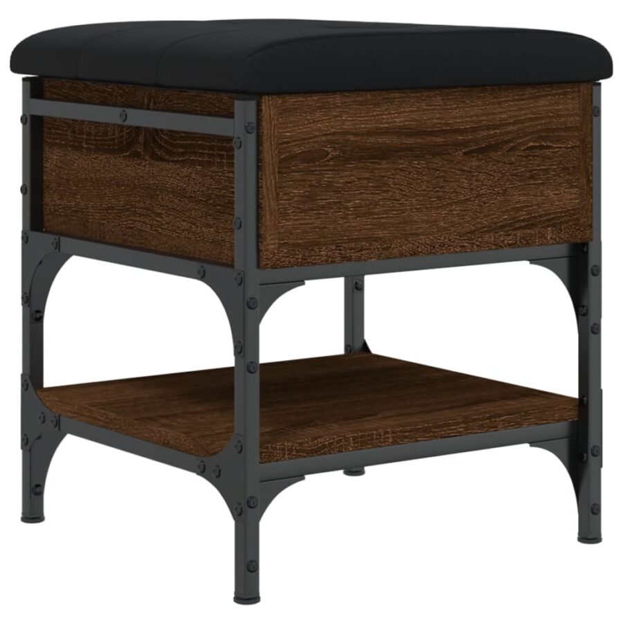 Schoenenbank 42x42x45 cm bewerkt hout bruin eikenkleur - Afbeelding 8