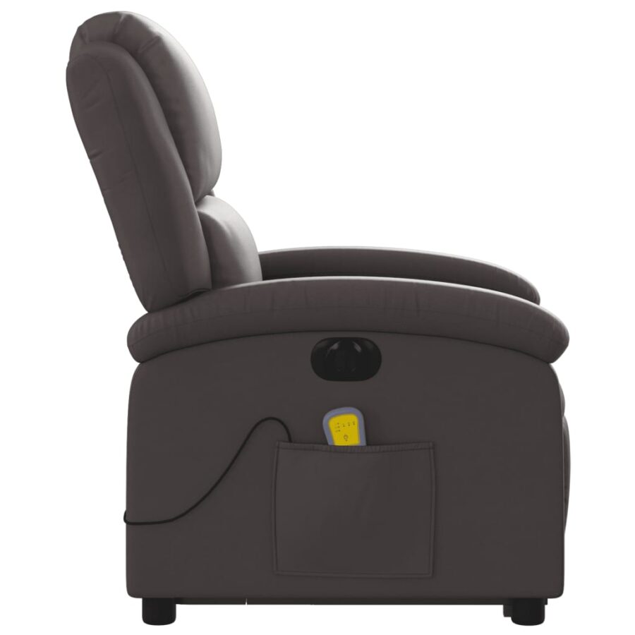 Sta-op-massagestoel elektrisch echt leer donkerbruin - Afbeelding 10