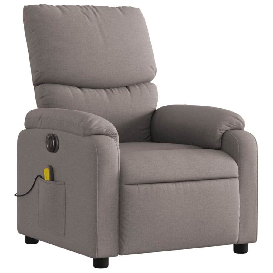 Massagestoel elektrisch verstelbaar stof taupe - Afbeelding 4