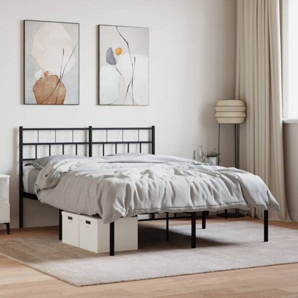 Bedframe met hoofdbord metaal zwart 150x200 cm