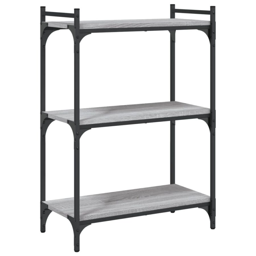 Boekenkast 3-laags 60x30x86 cm bewerkt hout grijs sonoma eiken - Afbeelding 2