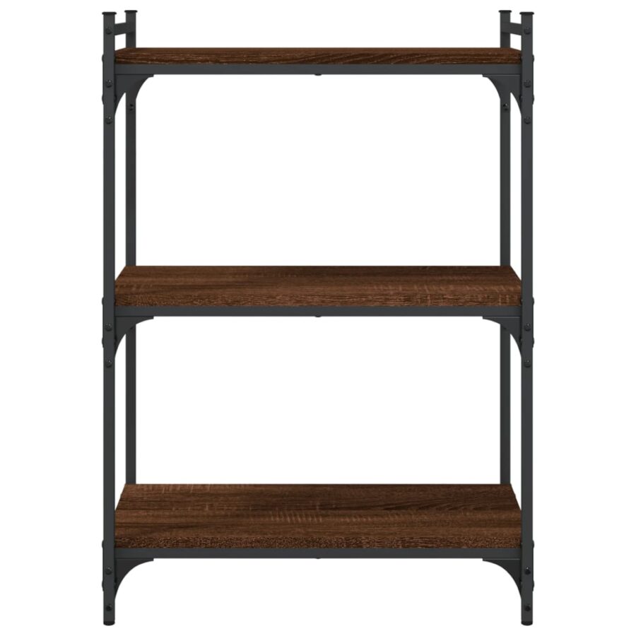 Boekenkast 3-laags 60x30x86 cm bewerkt hout bruin eikenkleur - Afbeelding 4