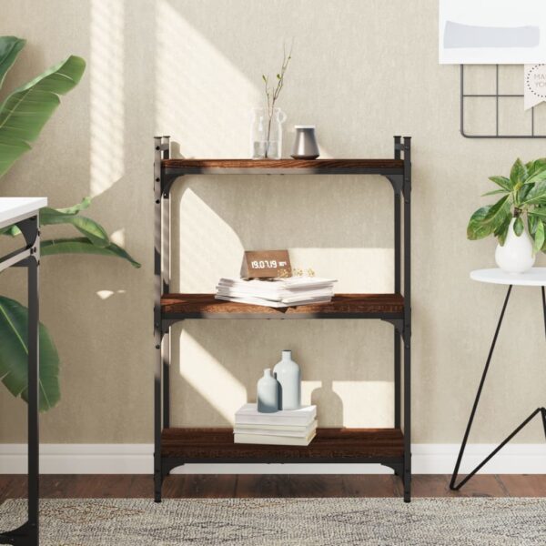 Boekenkast 3-laags 60x30x86 cm bewerkt hout bruin eikenkleur