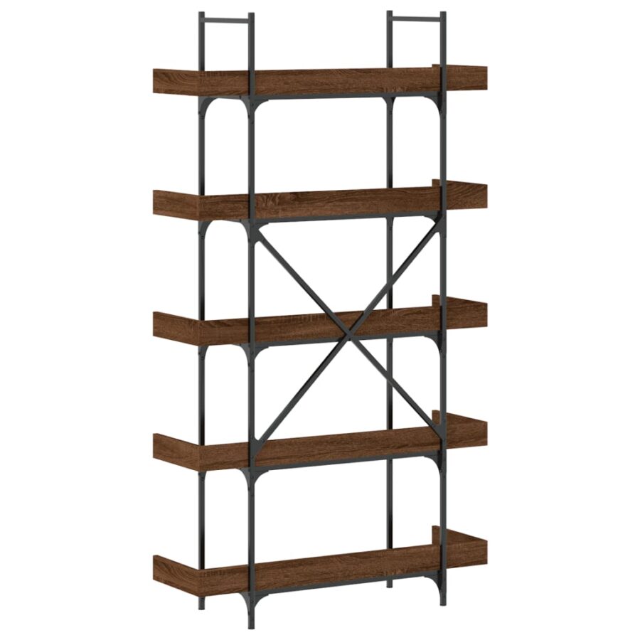 Boekenkast 5-laags 100x33x180,5 cm bewerkt hout bruineikenkleur - Afbeelding 6