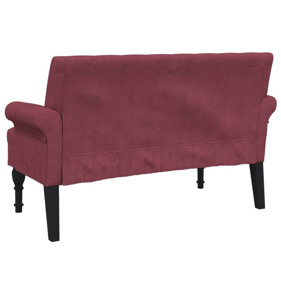 Bankje met rugleuning 120x62x75,5 cm stof wijnrood - Afbeelding 5
