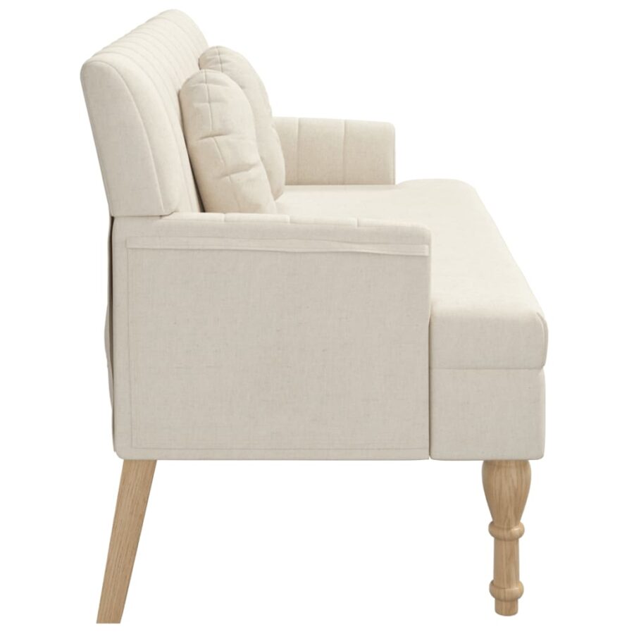 Bankje met kussens 113x64,5x75,5 cm linnen - Afbeelding 4