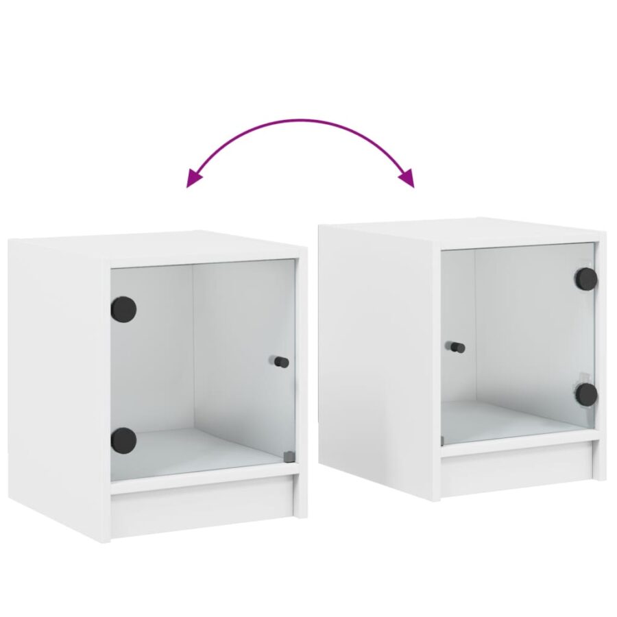 Nachtkastje met glazen deur 35x37x42 cm wit - Afbeelding 9