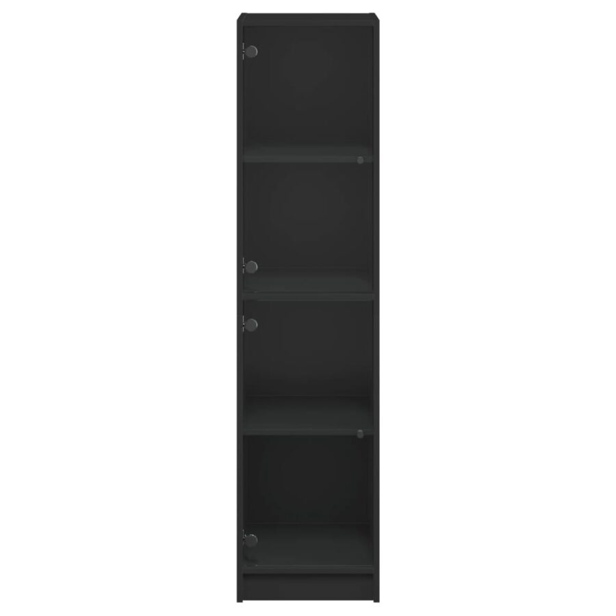 Hoge kast met glazen deuren 35x37x142 cm zwart - Afbeelding 6