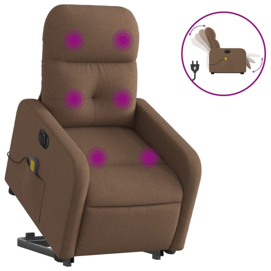 Sta-op-massagestoel elektrisch verstelbaar stof bruin - Afbeelding 2