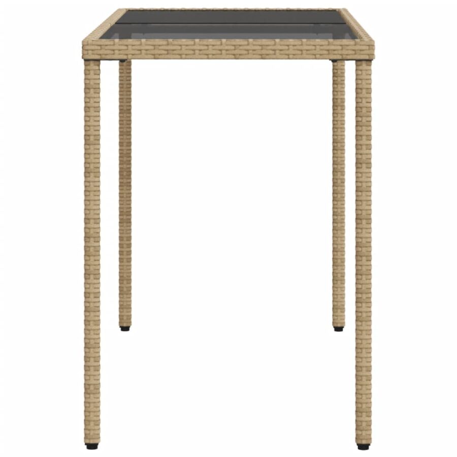 Tuintafel met glazen blad 115x54x74 cm poly rattan beige - Afbeelding 5