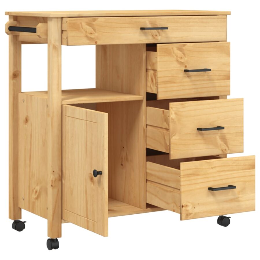 Keukentrolley MONZA 84x40x90 cm massief grenenhout - Afbeelding 4