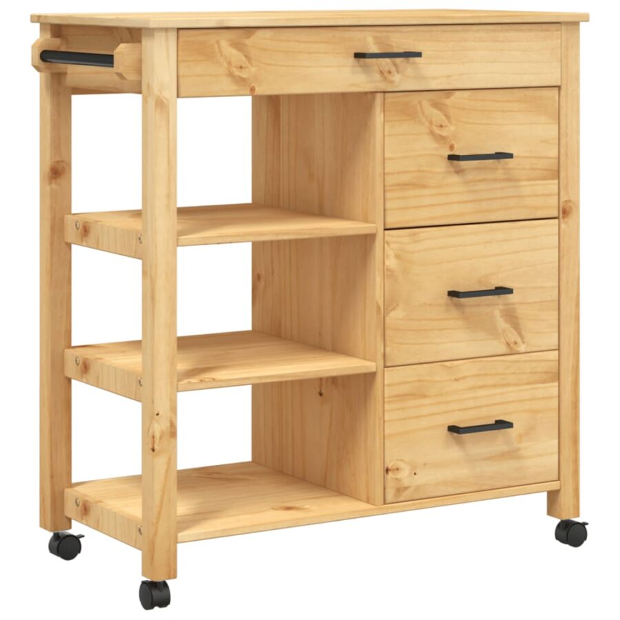 Keukentrolley MONZA 84x40x90 cm massief grenenhout - Afbeelding 2