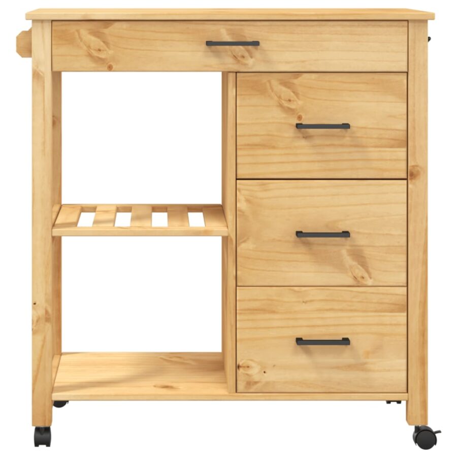 Keukentrolley MONZA 84x40x90 cm massief grenenhout - Afbeelding 5