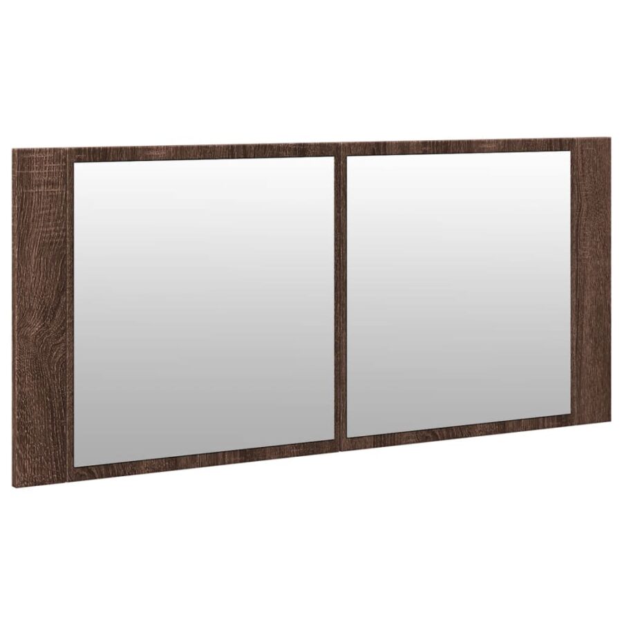 Badkamerkast met spiegel en LED 100x12x45 cm bruin eikenkleurig - Afbeelding 6